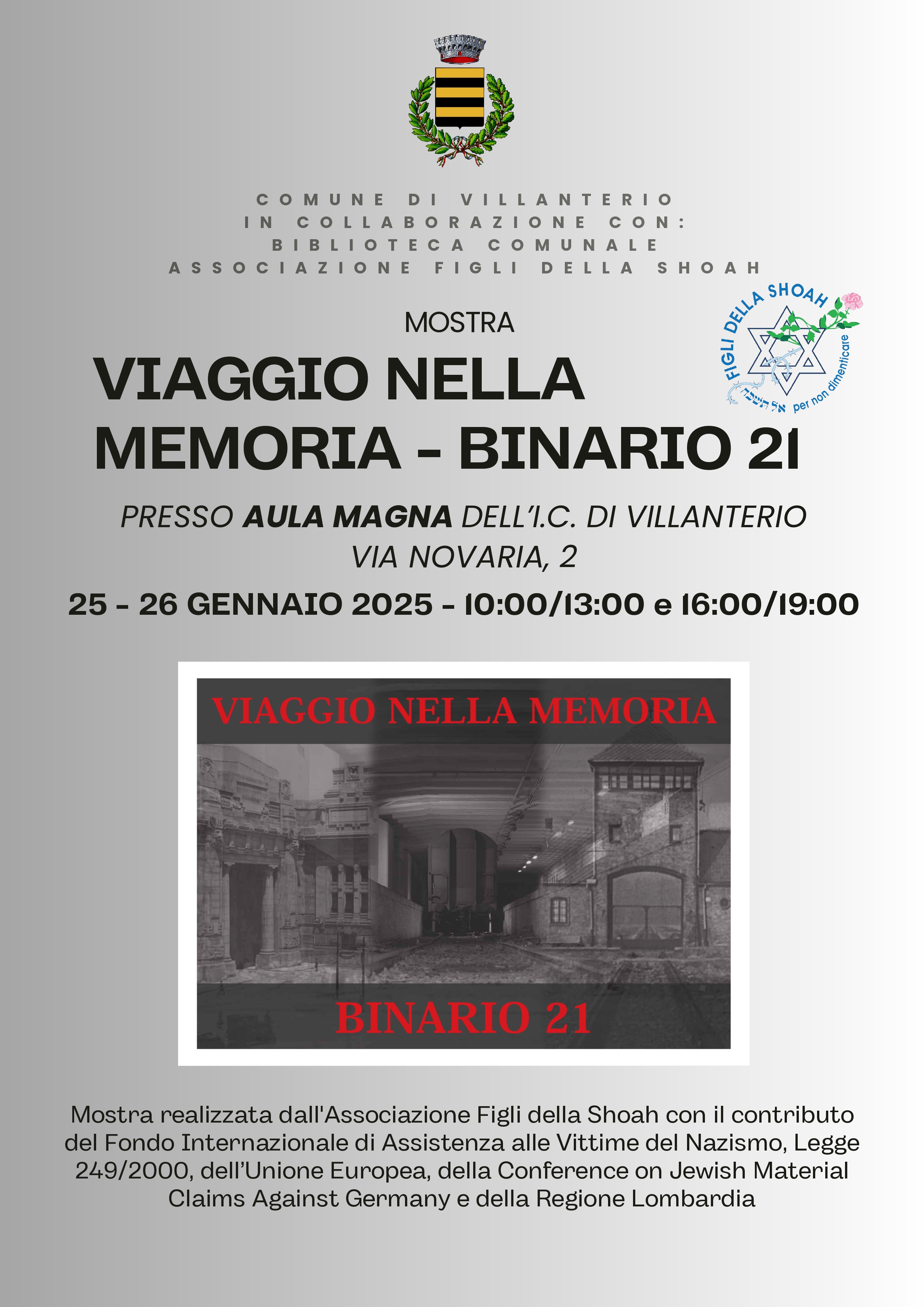 Mostra "Viaggio nella Memoria. Binario 21" a Villanterio (PV)